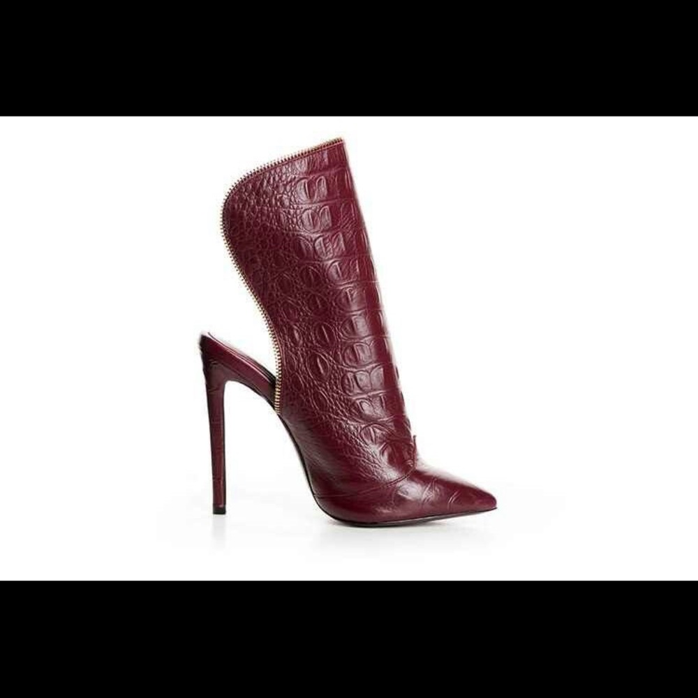 Oxblood Caiman boots.